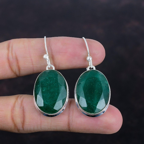 Handmade Zambian Emerald Earrings: Faceted Sterling Silver Jewelry Handmade Zambian Emerald Earrings: Faceted Sterling Silver Jewelry
