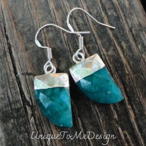 Natural Emerald Sterling Silver Dangle Earrings: Handmade Green Gemstone Jewelry