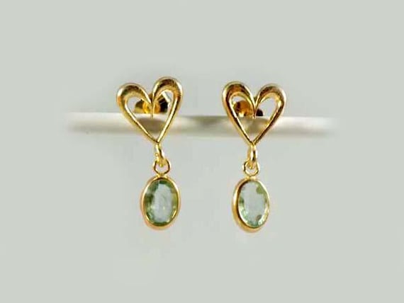 Emerald Earrings Siberia Emerald Gemstones Ancient Egyptian Magic Gemstone Babylonian Gem 19th Century Antique Gemstone 14kt Gold #23553