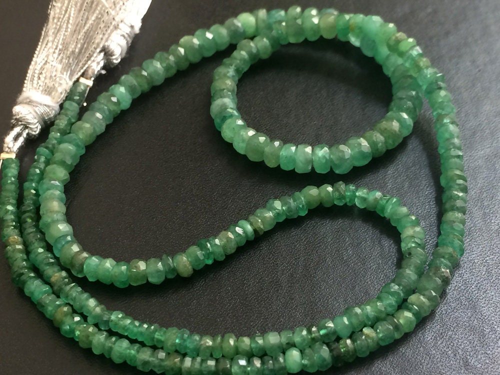 2.8-6mm Emerald Faceted Beads, Natural Emerald Faceted Rondelle Beads, Original Emerald Beads For Jewelry (10in To 20in Options)-png3