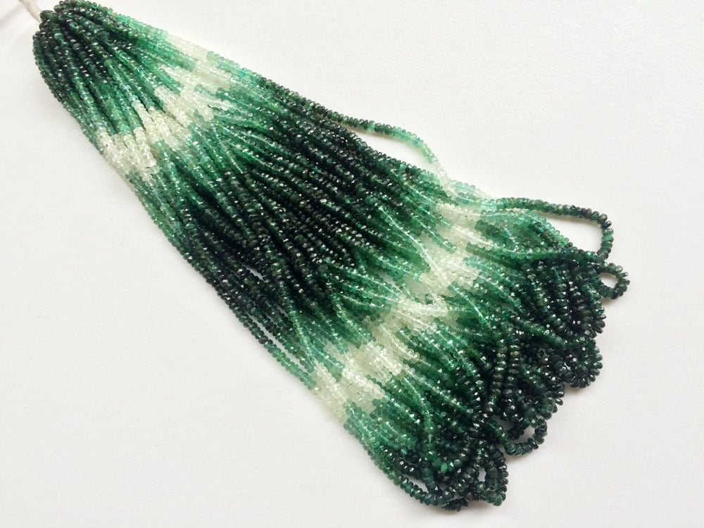 3-3.5mm Emerald Faceted Rondelle Beads, Natural Shaded Emerald Beads, Emerald For Jewelry, Emerald Beads (8in To 16in Options)-aga25