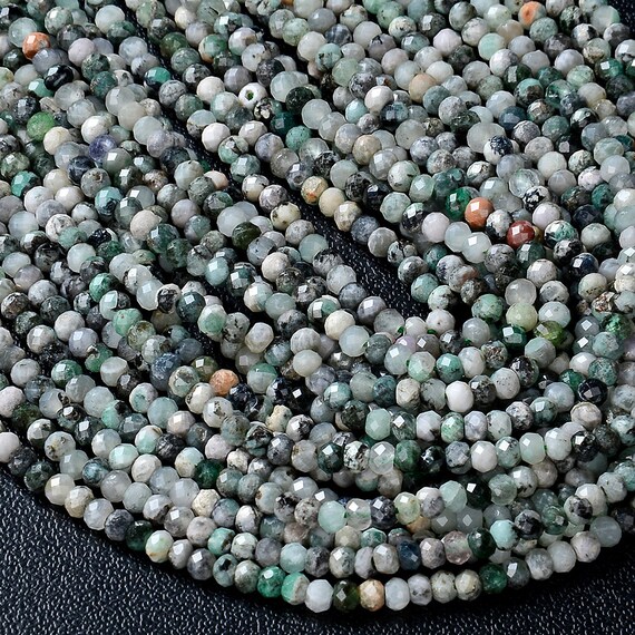 3x2mm Natural Emerald Gemstone Grade A Micro Faceted Rondelle Loose Beads Bulk Lot 1,2,6,12 And 50 (p35)