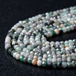 3x2mm Natural Emerald Gemstone Grade A Micro Faceted Rondelle Loose Beads (p35)
