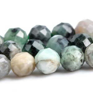4-5mm Gray Green Colombian Emerald Beads Grade A Genuine Natural Gemstone Faceted Round Loose Beads 15" / 7.5" Bulk Lot Options (117516)