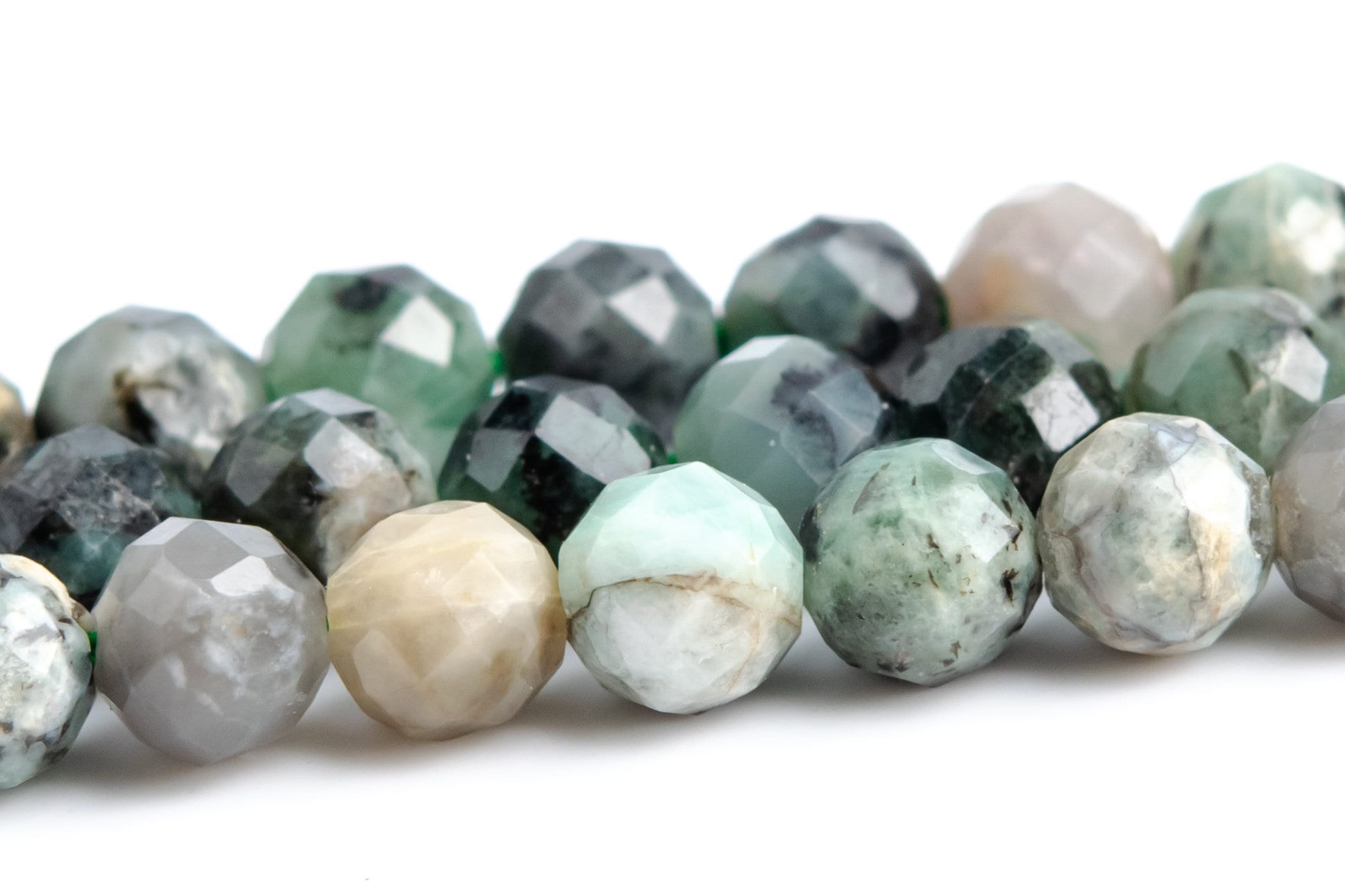 4-5mm Gray Green Colombian Emerald Beads Grade A Genuine Natural Gemstone Faceted Round Loose Beads 15" / 7.5" Bulk Lot Options (117516)