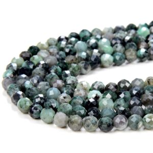 5mm Natural Emerald Gemstone Grade A Micro Faceted Round Loose Beads (p29)
