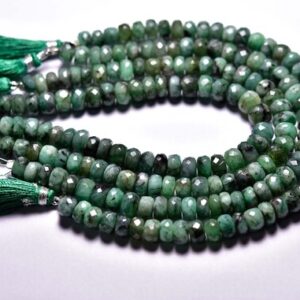 Emerald Faceted Big Rondelle Shape Beads -8 Inches - Natural Beautiful Faceted Emerald Rondelle - Size Is 7-7.50mm #827