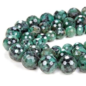 Deep Green Genuine 100% Natural Colombia Emerald Rare Precious Gemstone Grade Aaa Micro Faceted Round 7mm 8mm 9mm 10mm Loose Beads (d79)