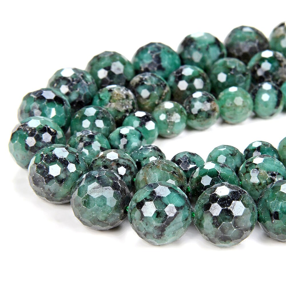 Deep Green Genuine 100% Natural Colombia Emerald Rare Precious Gemstone Grade Aaa Micro Faceted Round 7mm 8mm 9mm 10mm Loose Beads (d79)