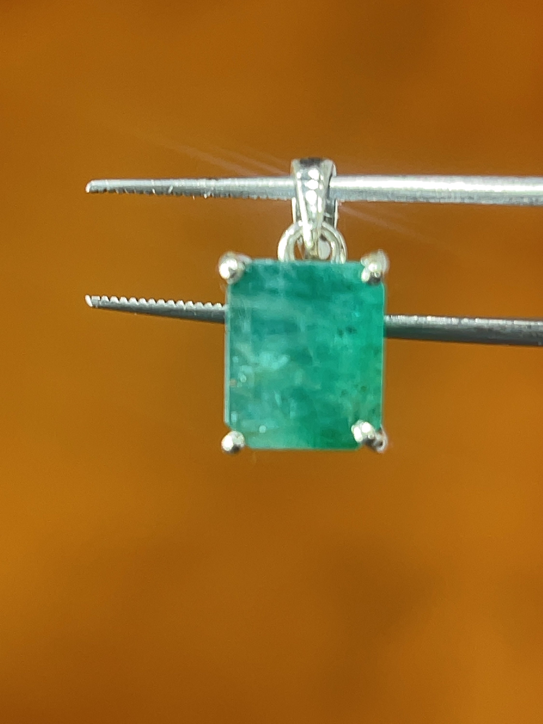 Handmade Faceted Zambian Emerald Pendant: 925 Sterling Silver Bridal Jewelry