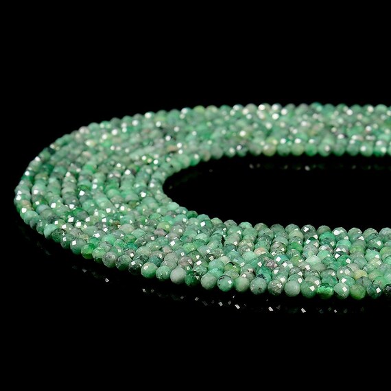 Natural Colombia Emerald Gemstone Grade Aaa 4mm Micro Faceted Round Beads 7.5 Inch Half Strand Bulk Lot 1,2,6,12 And 50 (80020687-p119)