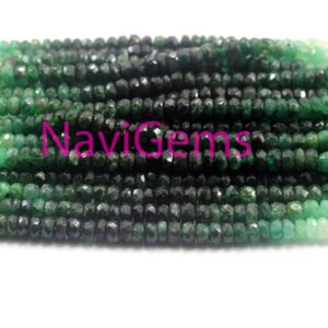 Natural Emerald Gemstone Beads: 4-4.5mm Micro Faceted Rondelle, 15" Strand