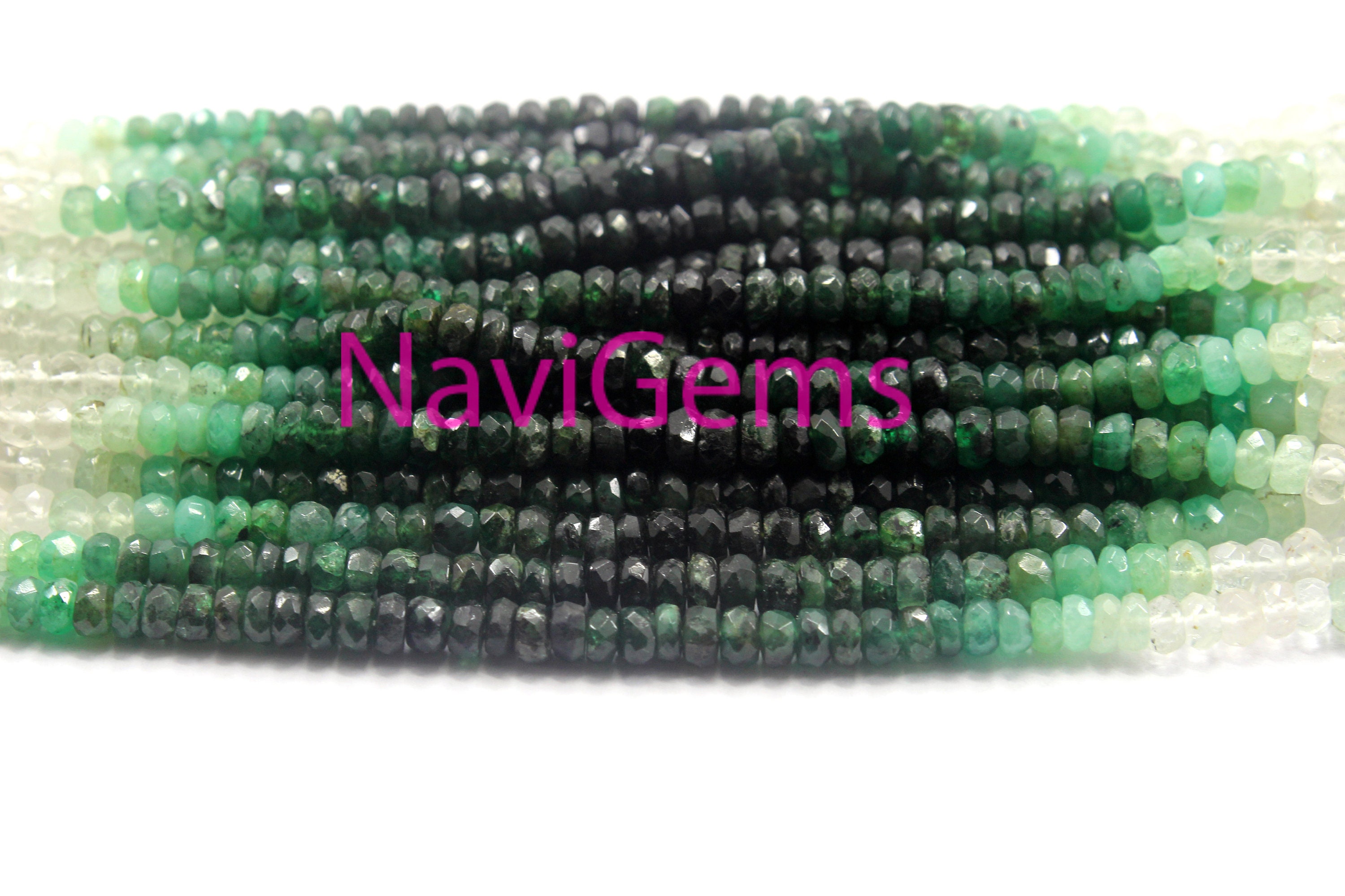 Natural Emerald Gemstone Beads: 4-4.5mm Micro Faceted Rondelle, 15" Strand