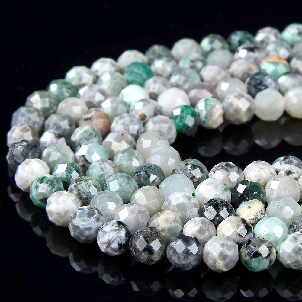 Natural Emerald Gemstone Grade A Micro Faceted Round 3mm 4mm Loose Beads 15 Inch Full Strand (p55)