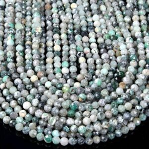 Natural Emerald Gemstone Grade A Micro Faceted Round 3mm 4mm Loose Beads 15 Inch Full Strand Bulk Lot 1,2,6,12 And 50 (p55)