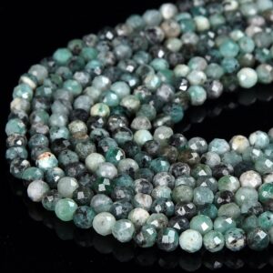 Natural Emerald Gemstone Micro Faceted Round 3mm Loose Beads 15.5 Inch Full Strand (80019209-p103)