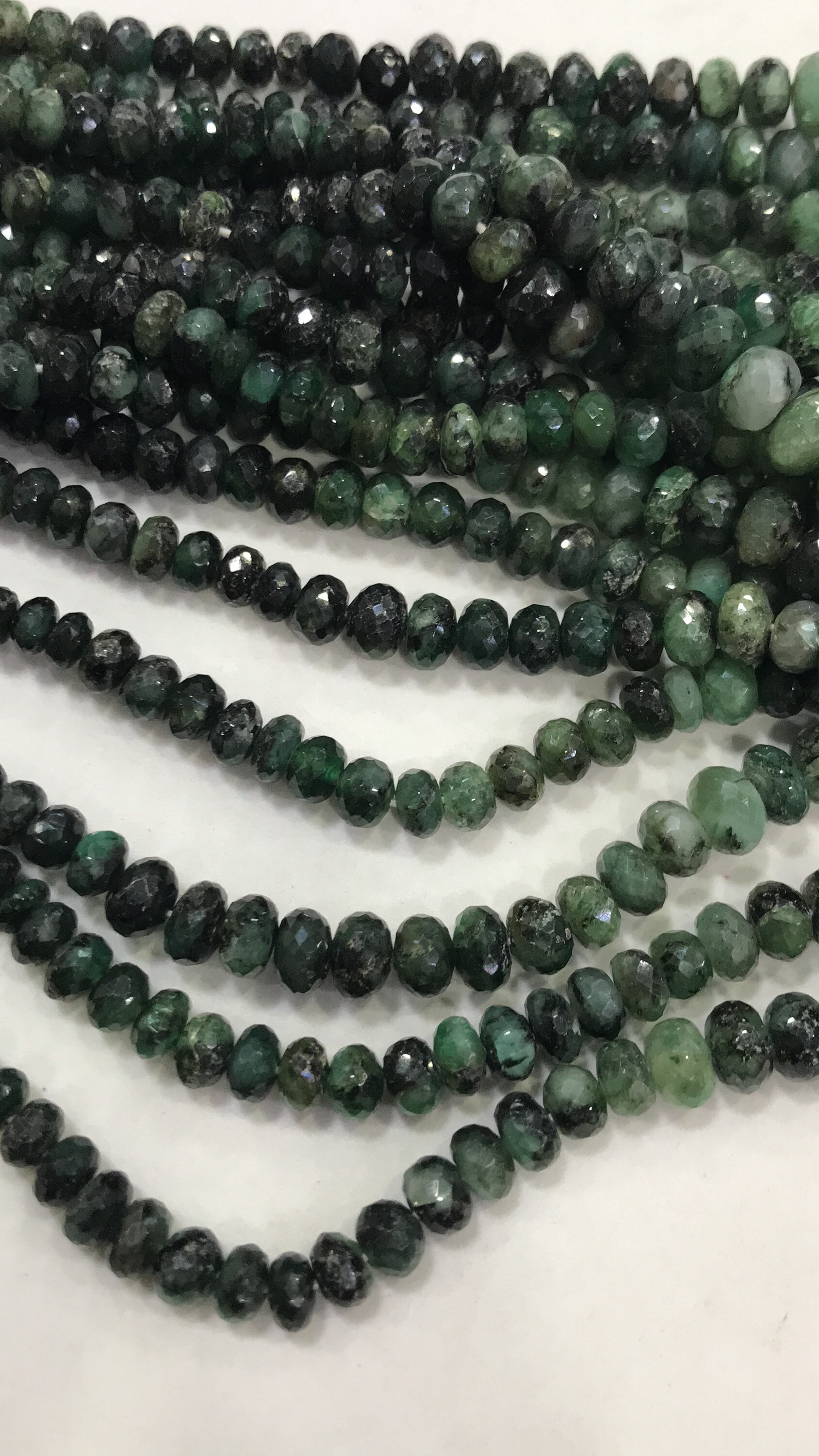 Natural Emerald Faceted Rondelle Gemstone Beads Size- 5-10mm, 16 Inch Strand For Making Jewelry