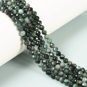 Natural Emerald Faceted Round Beads Size 2mm 3mm 4mm 5mm 15.5" Strand