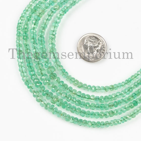 Rare! Emerald Faceted Rondelle Beads, Natural Emerald Loose Beads For Jewelry Making, 2.5-5mm Emerald Bead Strand, Wholesale Bulk Supplies
