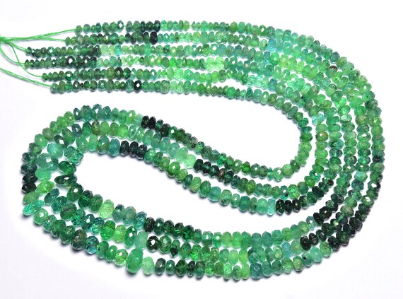Emerald Rondelle Beads - 14 Inches - Natural High Quality Most Beautiful Microcut Faceted Emerald Rondelle - Size Is 3 - 5.5 Mm #353