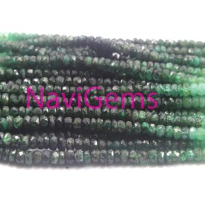 Faceted Emerald Rondelle Beads: Natural Green Gemstone Strand, 3.5-4mm