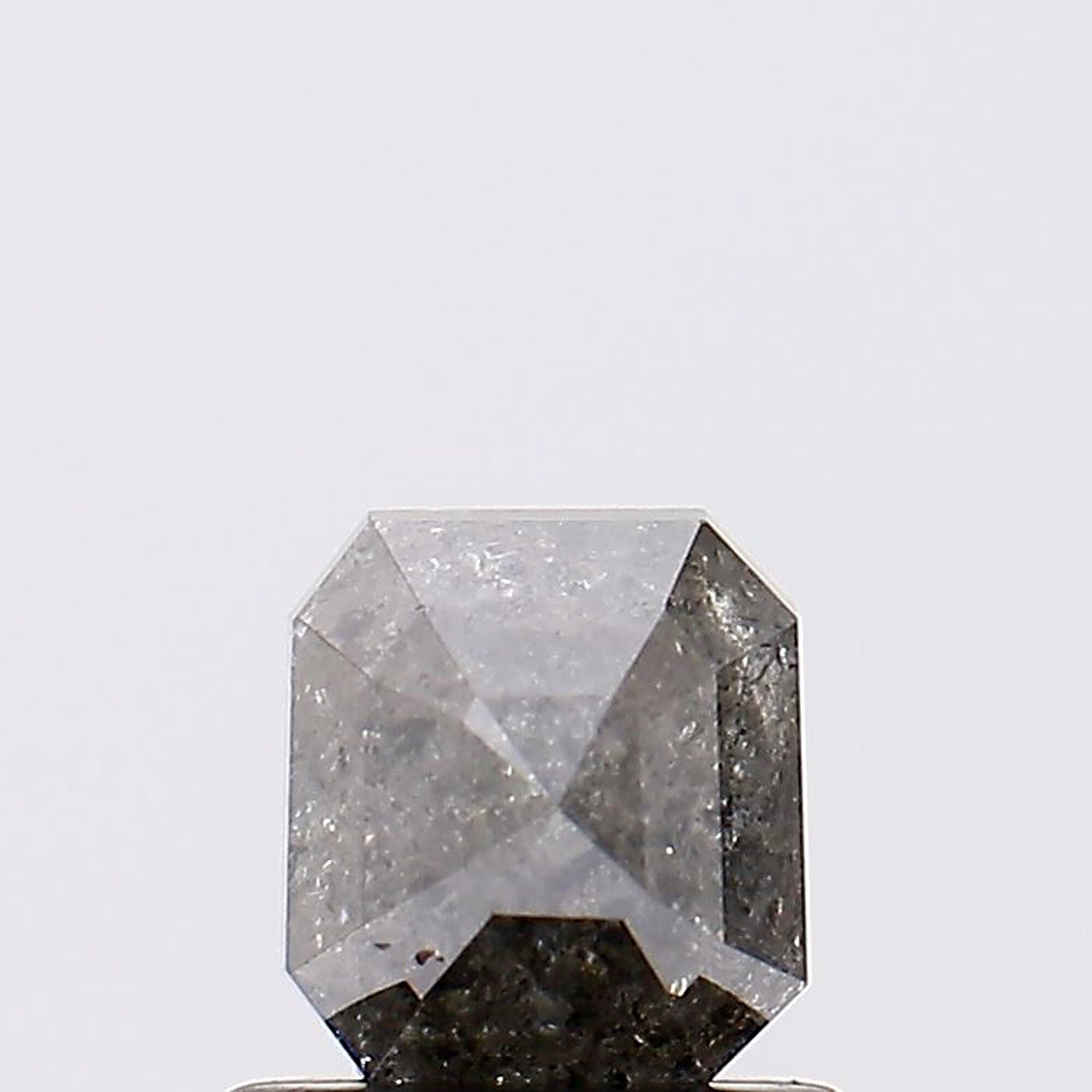 Salt And Pepper Diamond, Natural 5.4x4.9 Mm, 0.23 Ct Rectangle Shaped Diamond, Emerald Brilliant Faceted Clear Black Diamond For Ring-pdd111