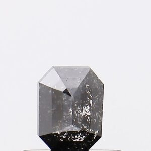 Salt And Pepper Diamond, Conflict Free 4.6x3.6 Mm, 0.46 Ct Emerald Shaped Diamond, Natural Faceted Clear Black Diamond For Ring-pdd121