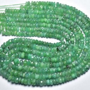 Zambian Emerald Big Rondelle Beads - 14 Inches - Natural Faceted Emerald Rondelle - Size Is 4.5 - 5.5mm #2060