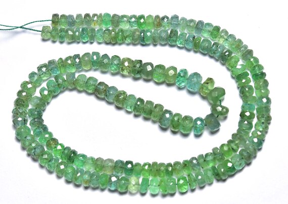 Zambian Emerald Big Rondelle Beads - 18 Inches - Natural Super Quality Faceted Emerald Rondelle - Size Is 4.5 - 5.5mm #492