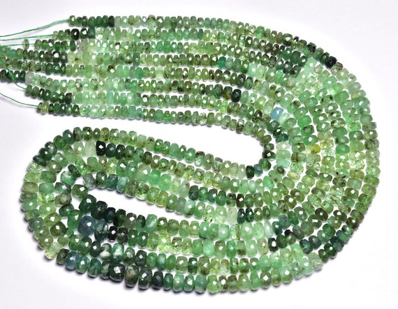 Zambian Emerald Rondelle Beads - 15 Inches - Beautiful Natural Emerald Faceted Rondelle - Size Is 3.50 - 5.50mm #255