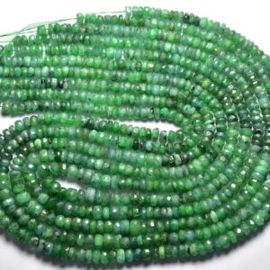 Zambian Emerald Rondelle Beads - 16 Inches - Natural Faceted Emerald Rondelle - Size Is 4.5 - 5.5mm #2056