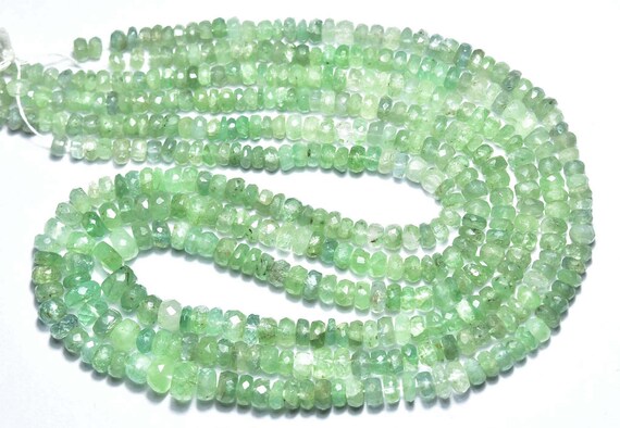 Zambian Emerald Rondelle Beads - 16 Inches - Natural Faceted Emerald Shaded Rondelle Strand - Size Is 4 - 6 Mm #816