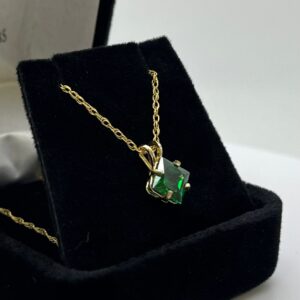 14k Gold 1ct Princess Cut Emerald Necklace Trending Jewelry Gift May Birthstone S Day