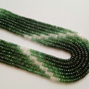 2.5-4mm Emerald Faceted Rondelle Beads, Natural Shaded Emerald Beads, Precious Emerald Bead For Necklace (17 IN To 8.5 IN Options)-APH61