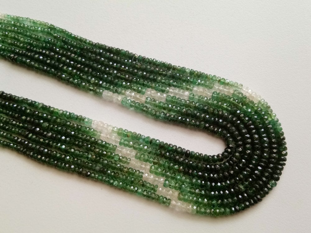 2.5-4mm Emerald Faceted Rondelle Beads, Natural Shaded Emerald Beads, Precious Emerald Bead For Necklace (17 In To 8.5 In Options)-aph61