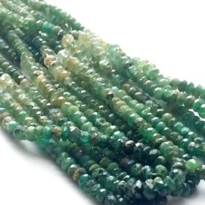 4.5-5mm Green Emerald Shaded Faceted Rondelle Beads, Emerald Faceted Rondelles, Emerald Bead For Necklace (7in To 14in Options)-vca30