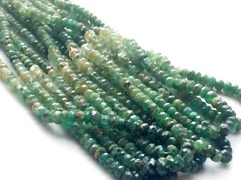 4.5-5mm Green Emerald Shaded Faceted Rondelle Beads, Emerald Faceted Rondelles, Emerald Bead For Necklace (7in To 14in Options)-vca30