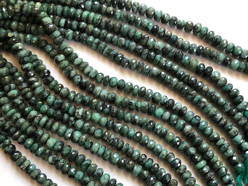 9-11mm Emerald Faceted Rondelle Beads, Natural Emerald Faceted Rondelle Beads, Emerald For Necklace (4in To 8in Options)-aag25