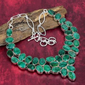 Emerald Necklace, 925 Sterling Silver Jewelry Gemstone Jewelry, Emerald Jewelry, Adjustable Chain Handmade Necklace, Birthday Gifts