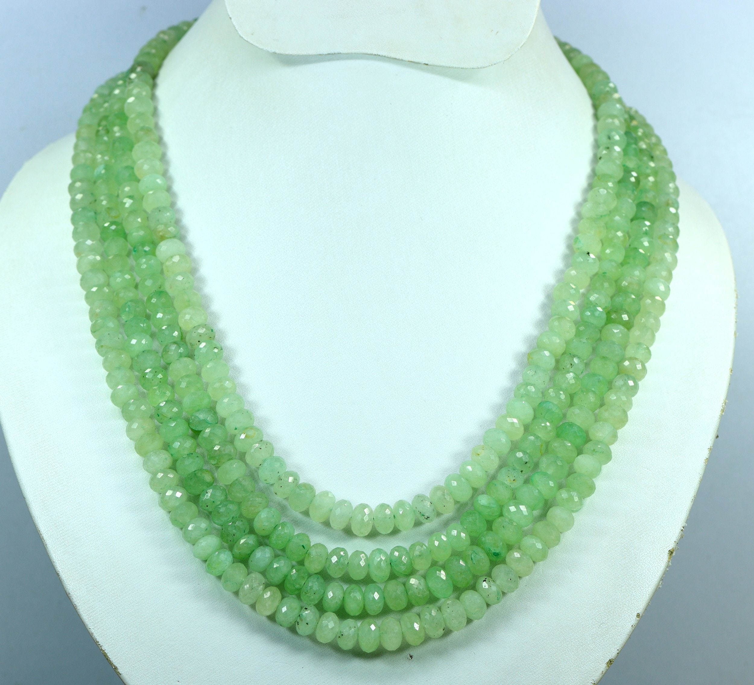 Aaa Emerald Faceted Beads Necklace, Genuine Russian Emerald Gemstone, 16" Inch