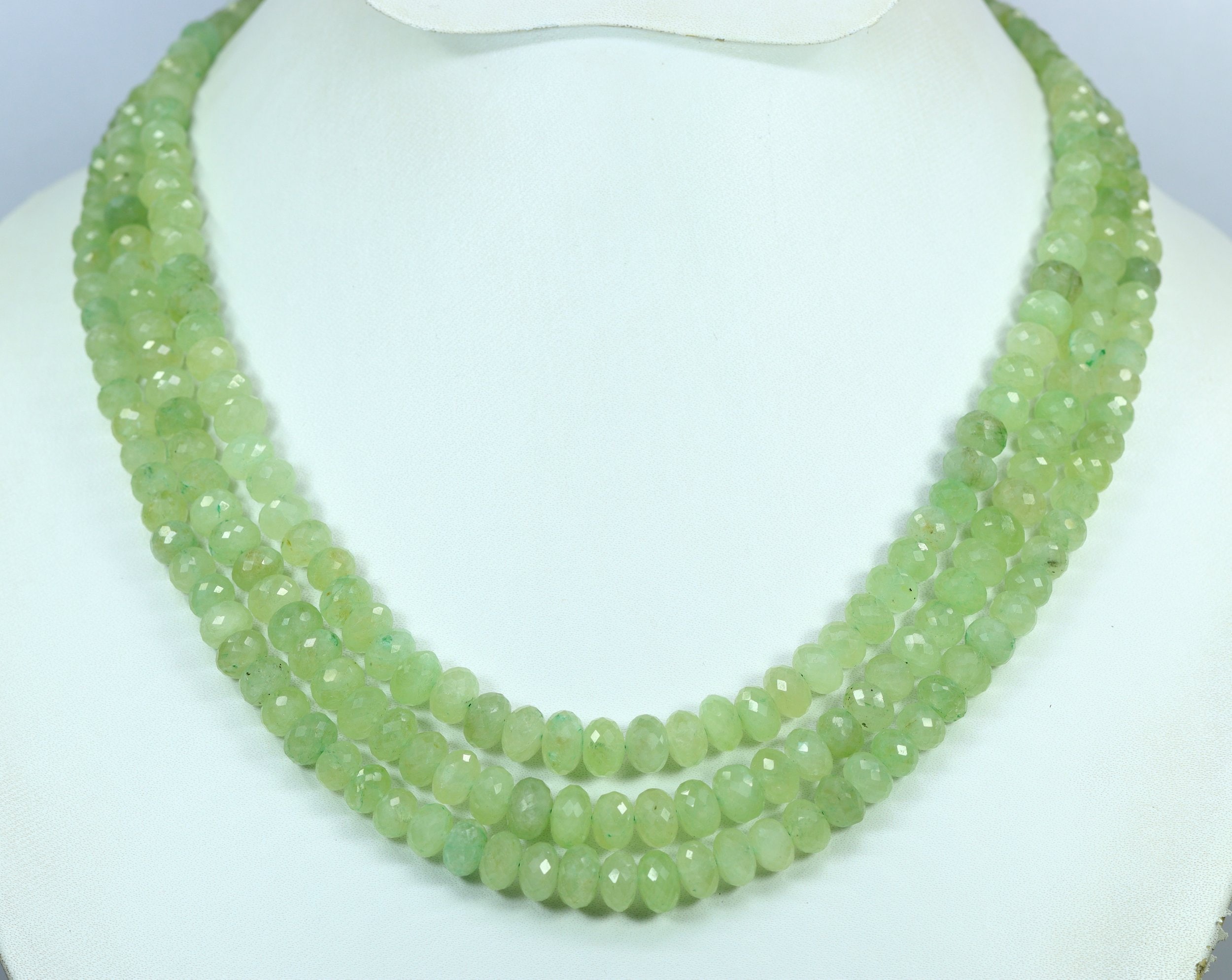 Aaa Russian Emerald Faceted Beads Necklace, Green Gemstone (16 Inch)