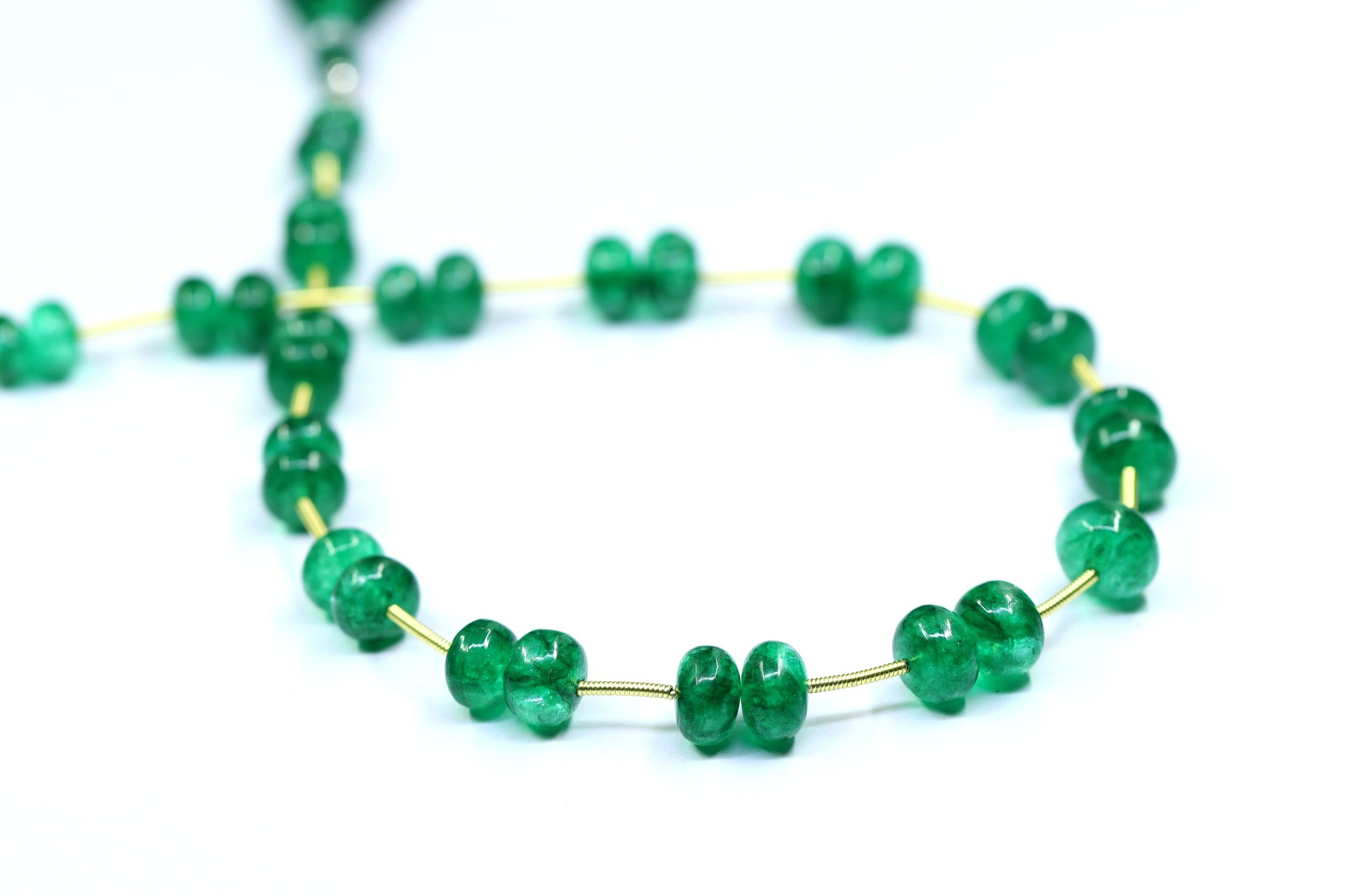 Emerald Bead Necklace: 103 Carat Green Beryl Rondelle Gemstone