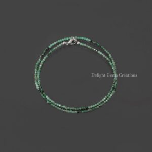 Emerald Bead Necklace, 2.5mm Emerald Faceted Round Beads Necklace, Natural Emerald Beaded Necklace, AAA++ Quality Gemstone Bead Necklace