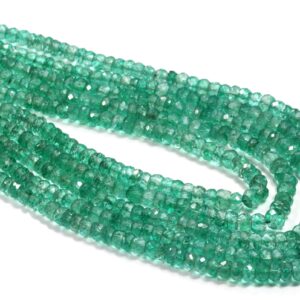 Emerald Beryl Faceted Bead Necklace: Green Rondelle Gemstone (3-5 MM)