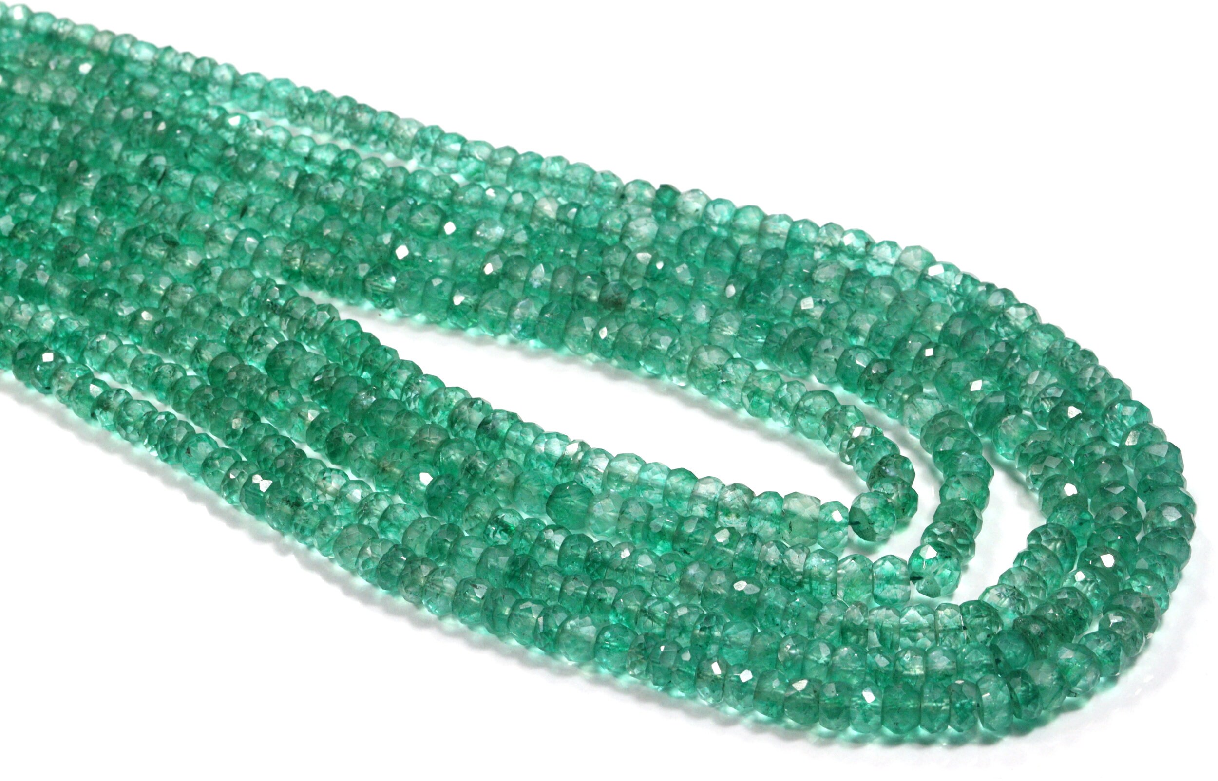 Emerald Beryl Faceted Bead Necklace: Green Rondelle Gemstone Best Father's Day Gift