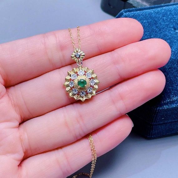 Dainty Real Natural Emerald Necklace: 3.5mm Sterling Silver May Birthstone