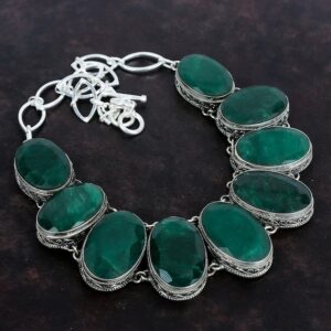 Faceted Zambian Emerald Necklace: Handmade Sterling Silver Adjustable Chain