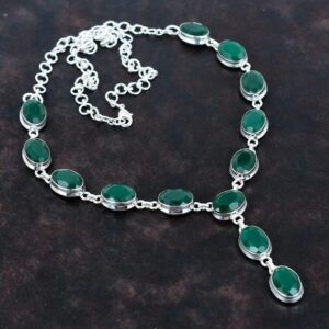 Faceted Zambian Emerald Necklace: Handmade 925 Sterling Silver Boho Jewelry