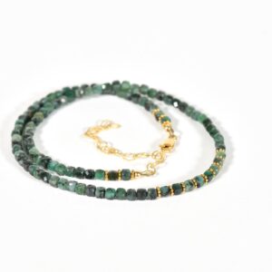Genuine Emerald Necklace, Emerald Choker with Gold Filled , Delicate Necklace, Green Gemstone