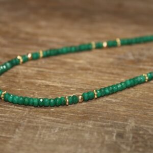 Emerald Necklace, Gold Or Sterling Silver Beads, Emerald Jewelry, May Birthstone, Stacking, Layering, Gemstone Jewelry